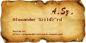Alexander Szilárd névjegykártya